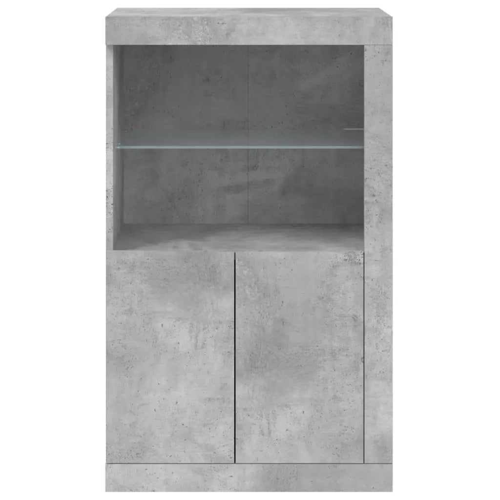 Armadietto con Luci LED Grigio Cemento in Legno Multistrato 836626