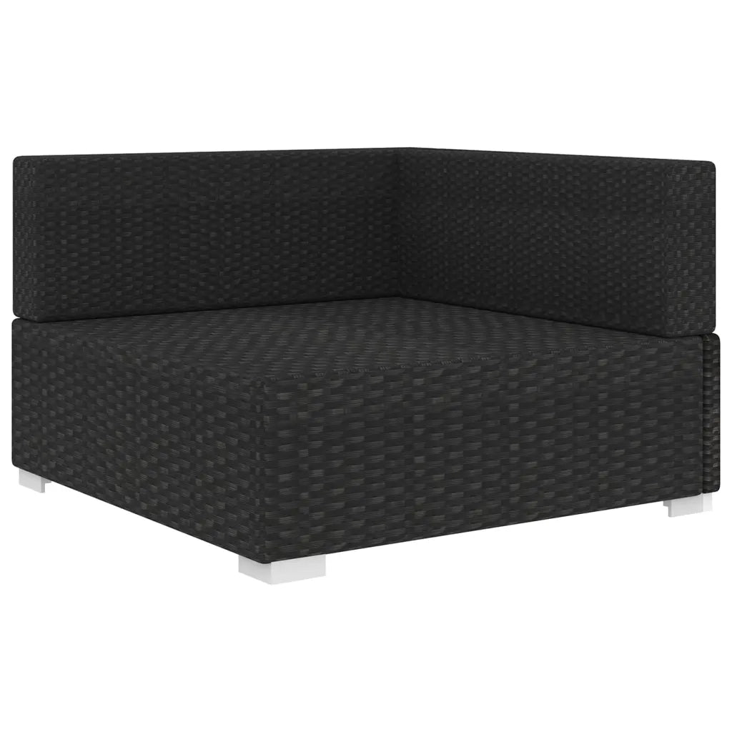Poltrona | Sedia Relax Modulare ad Angolo 1 pz con Cuscini in Polyrattan Nero