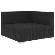Poltrona | Sedia Relax Modulare ad Angolo 1 pz con Cuscini in Polyrattan Nero