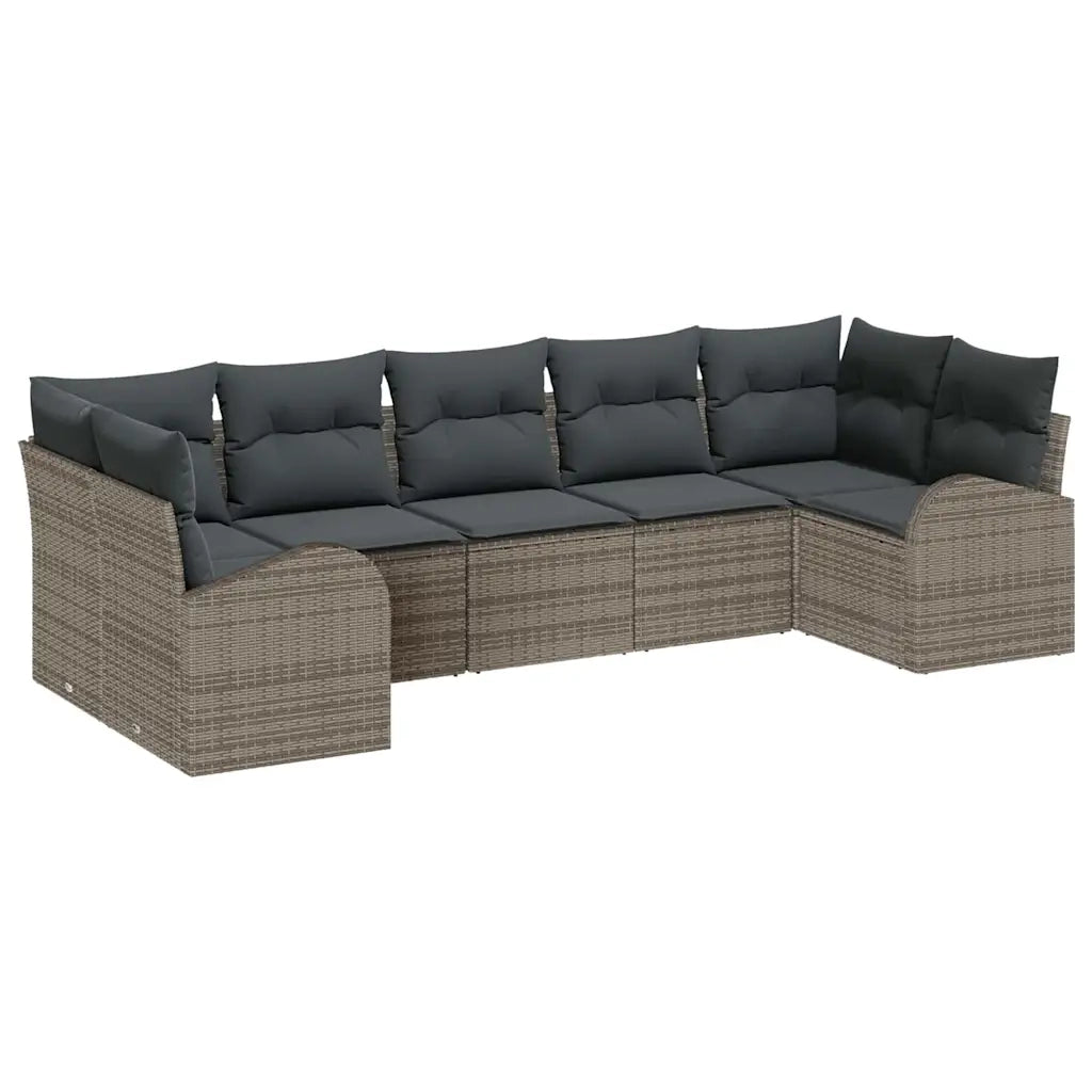 Set Divano da Giardino con cuscino 7 pcs Grigio polyrattan