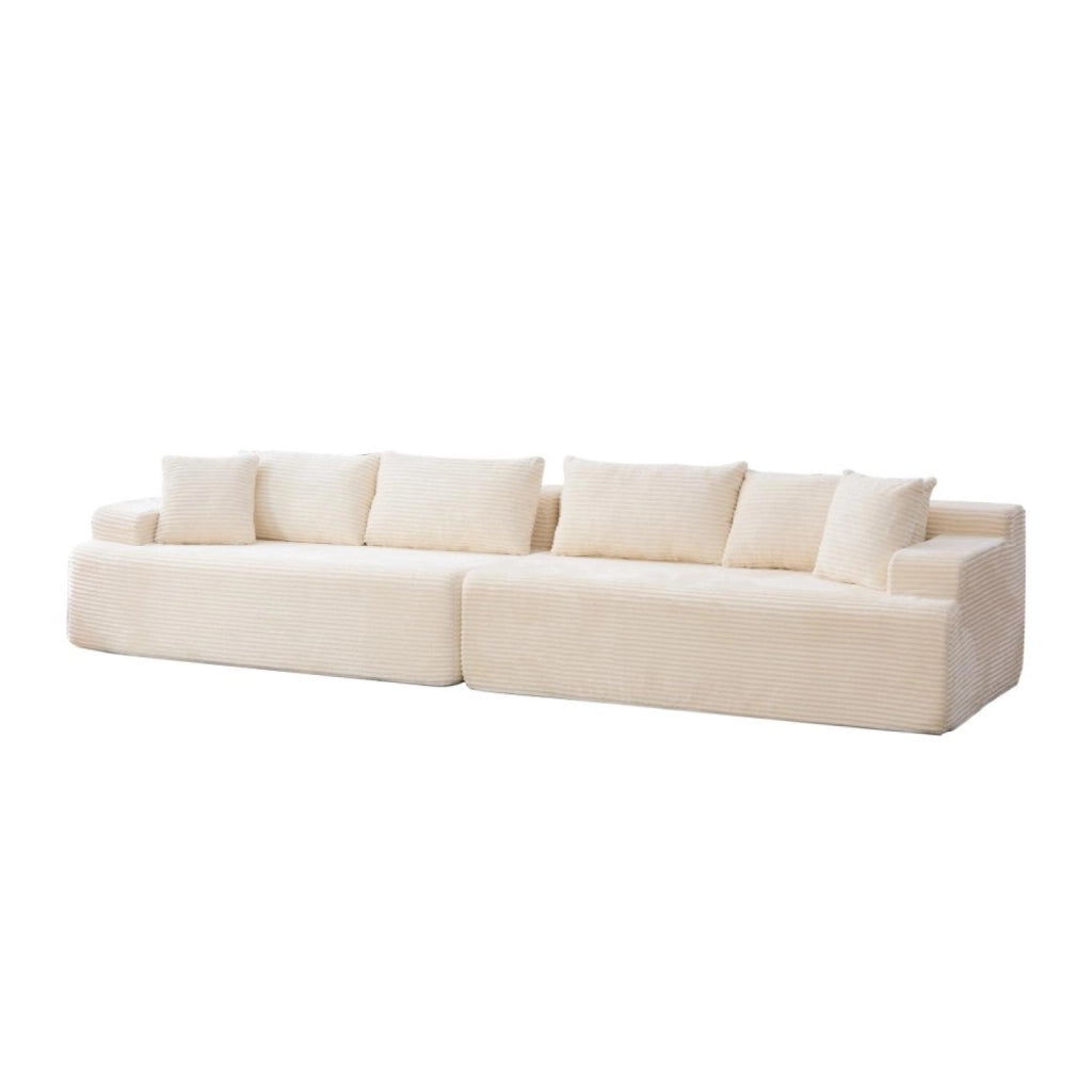 Divano modulare, divano compatto, tessuto chenille, schiuma ad alta elasticità 30D, base antiscivolo, 6 posti, beige