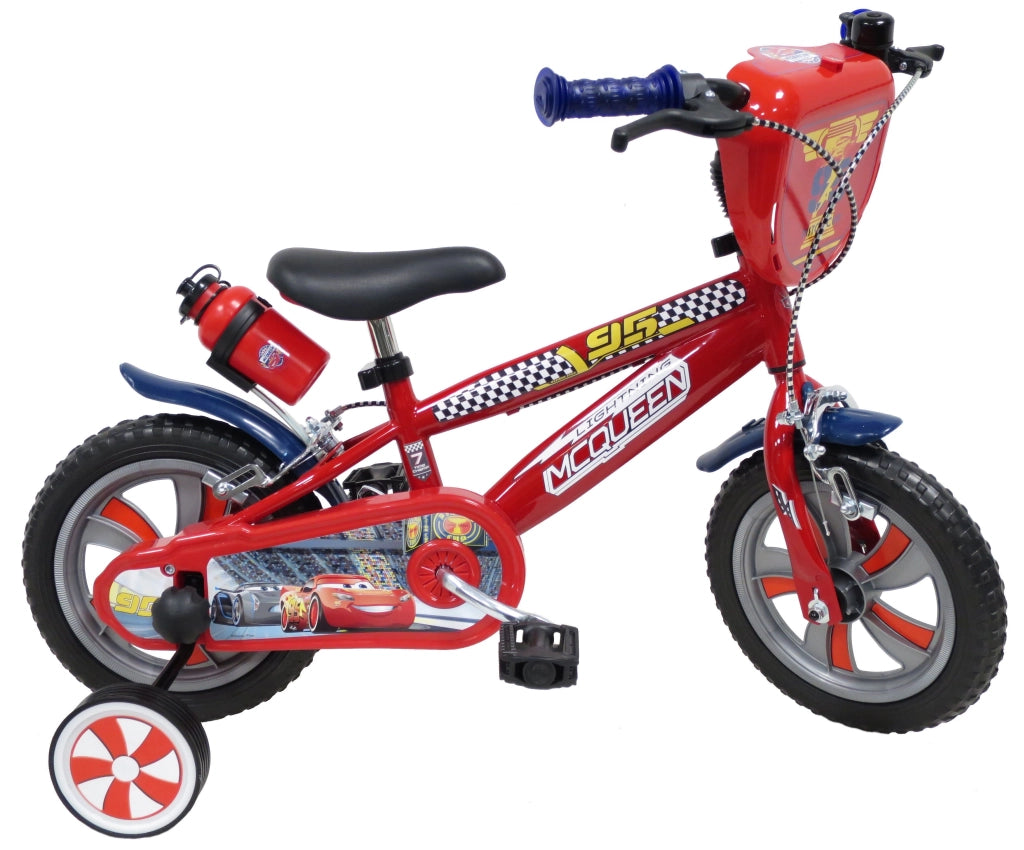CARS 12, bicicletta per bambini, bici bambino, adatta a bambini tra i 3 e i 5 anni, per altezza tra 85 e 105 cm, con bor