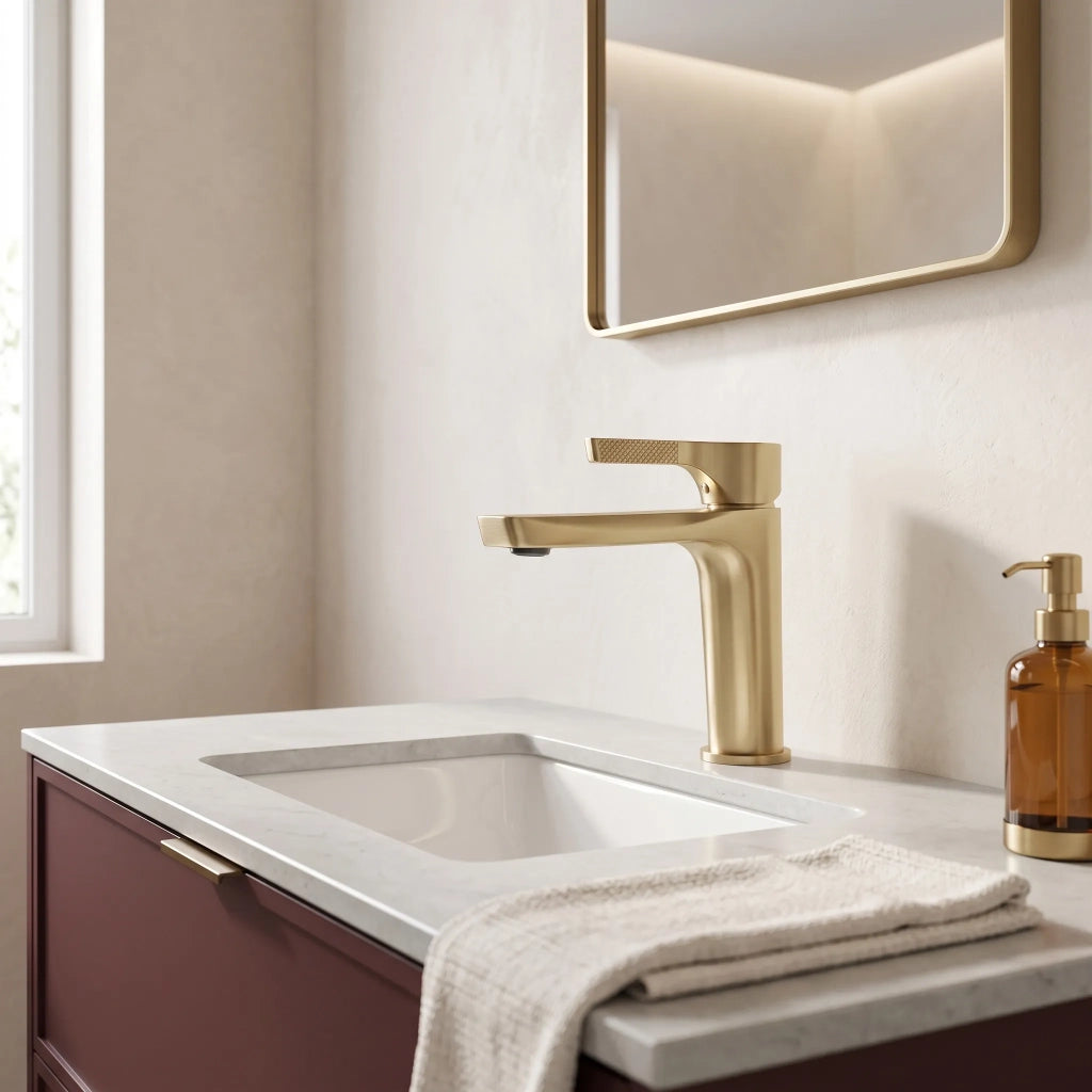 Rubinetto Da Lavabo Premium Rea Maxim Brush Gold Low