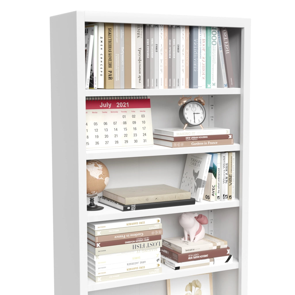 Libreria con 5 ripiani regolabili in metallo bianco