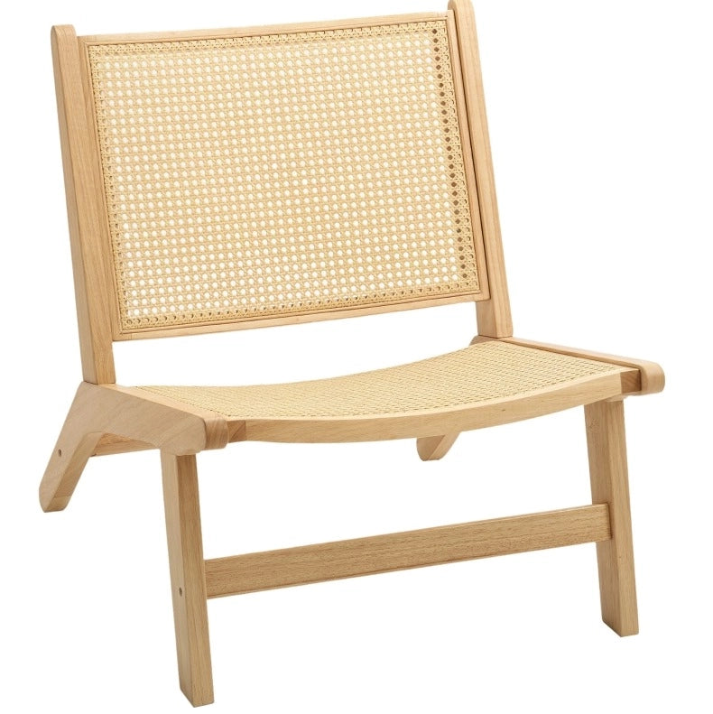 Poltrona da lettura senza braccioli in legno e rattan
