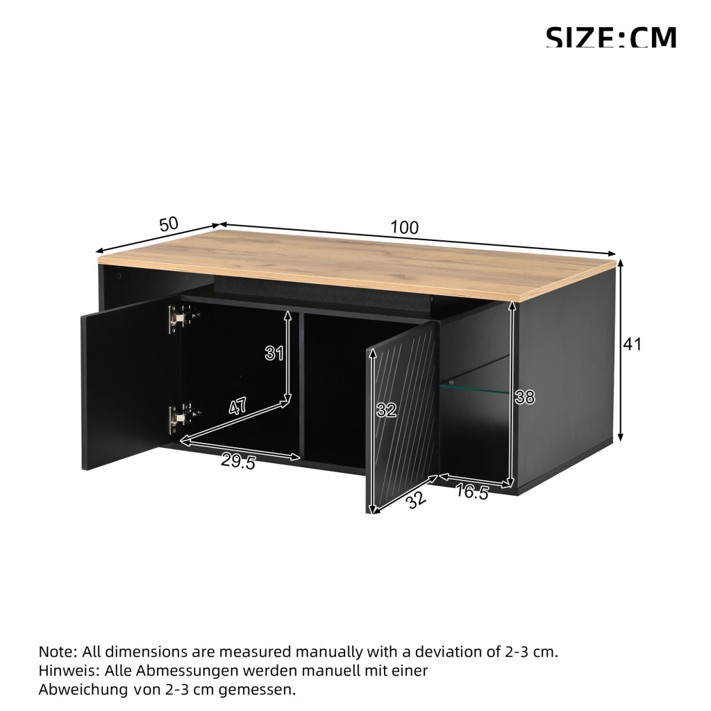 Tavolino da salotto con illuminazione LED 100x50x41 cm assemblabile nero