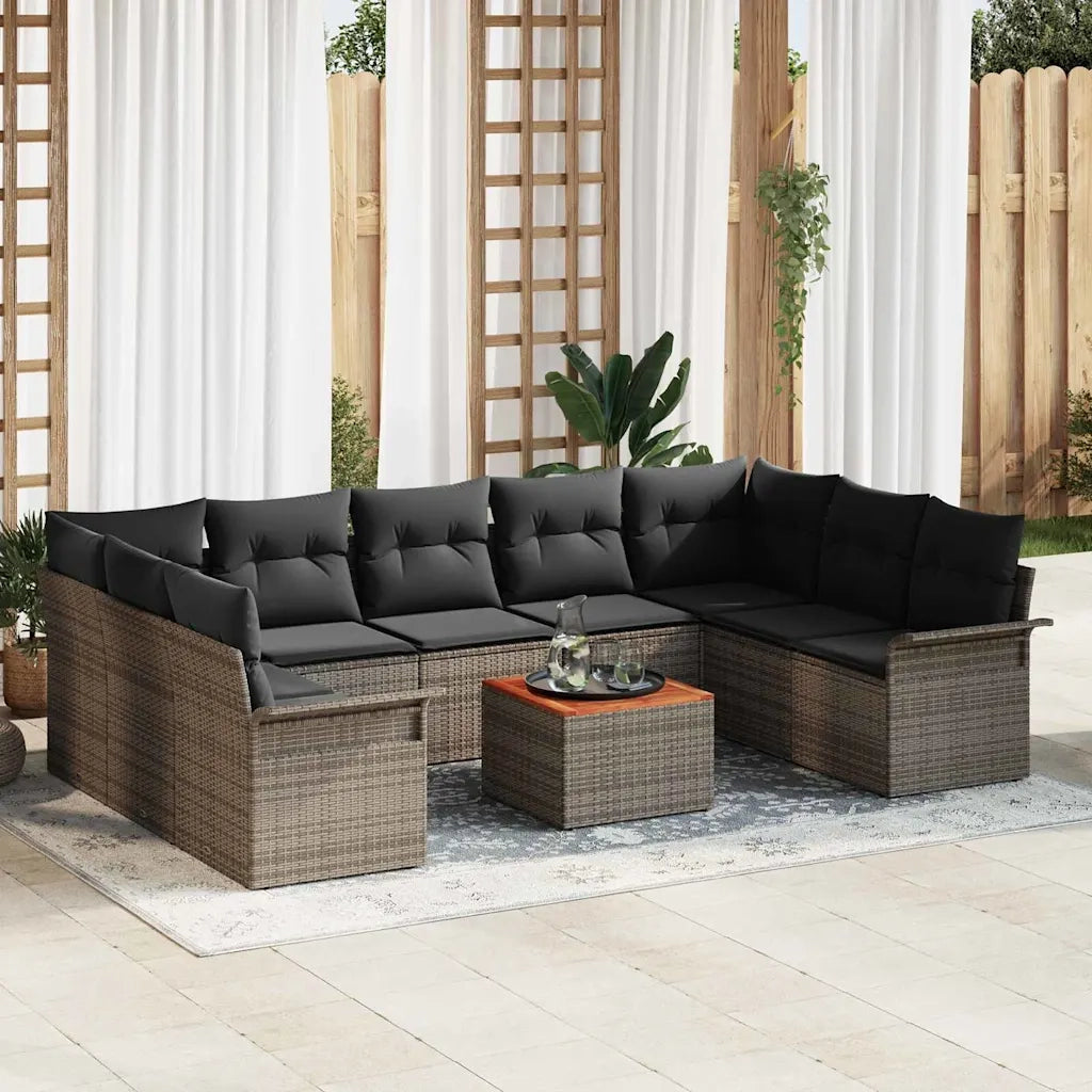 Set Divano da Giardino 10 pcs Grigio polyrattan 3356039