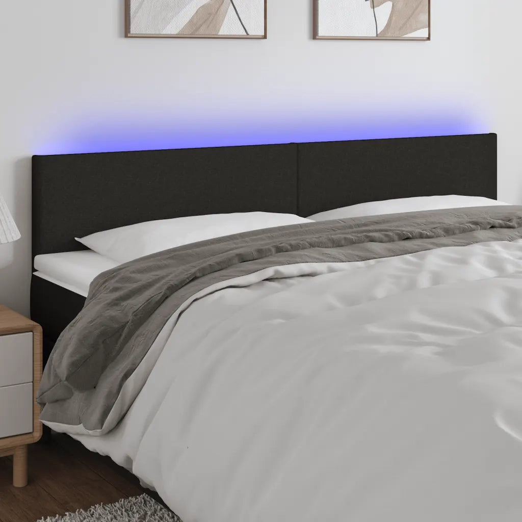 Testiera a LED-Testata con LED Nera 180x5x78/88 cm in Tessuto 531651