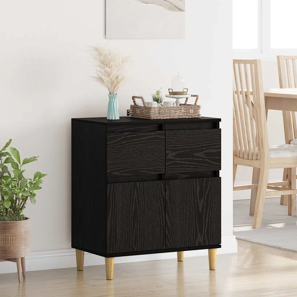 Credenza | Madia | Buffet da pranzo | Armadio da pranzo Rovere Nero 60 x 35 x 70 cm Legno multistrato