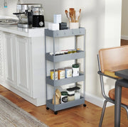 Carrello cucina a 4 ripiani con ruote, grigio