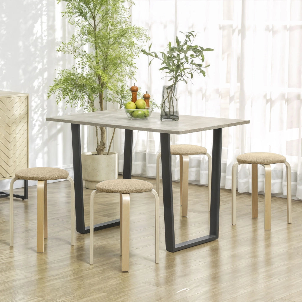 Set 4 Sgabelli Impilabili Rotondi Senza Schienale con Seduta Imbottita ¨C Xylo ¨C Kaki 40x40x45cm