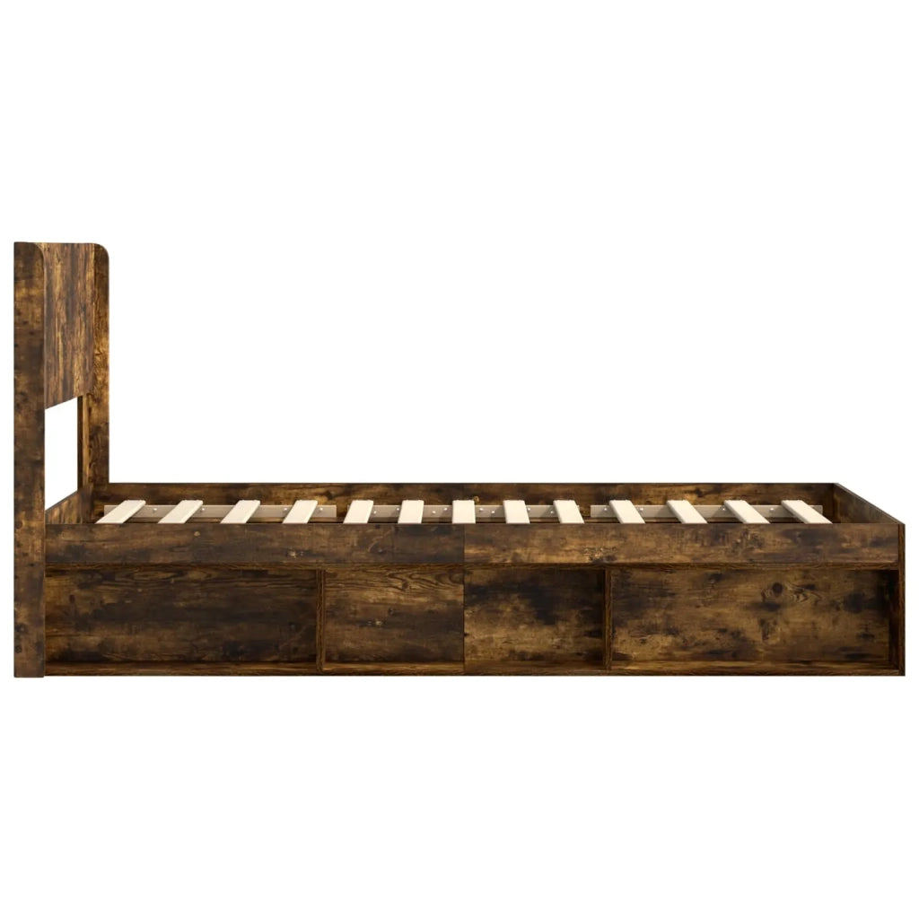 Struttura del letto con stoccaggio e testata Rovere Fumo 3414263