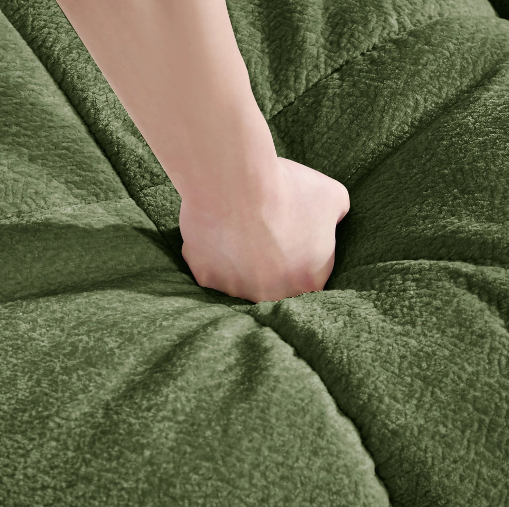 Divano modulare in ciniglia verde 260x149x90 cm