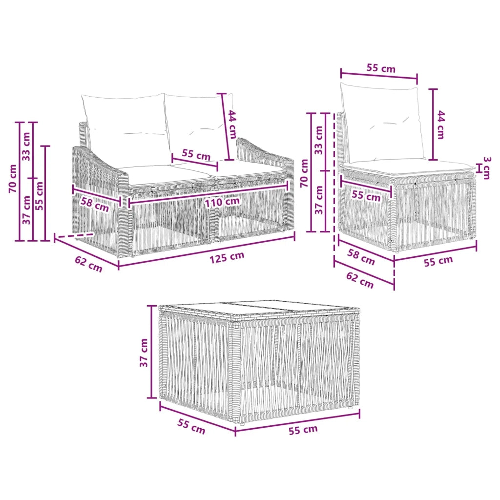 Set Divano da Giardino 7 pz Nero polyrattan 3436090