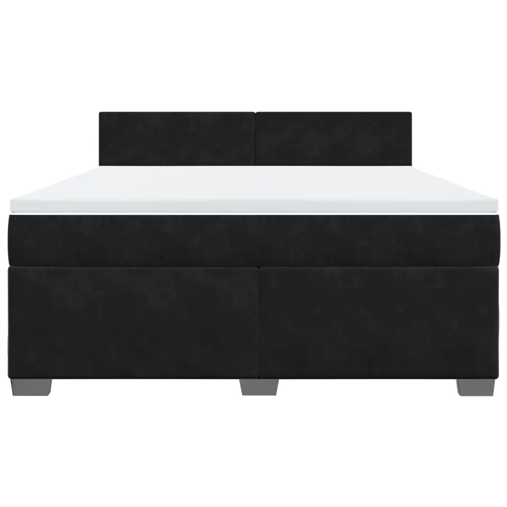 Giroletto a Molle con Materasso Nero 180x200 cm in Velluto