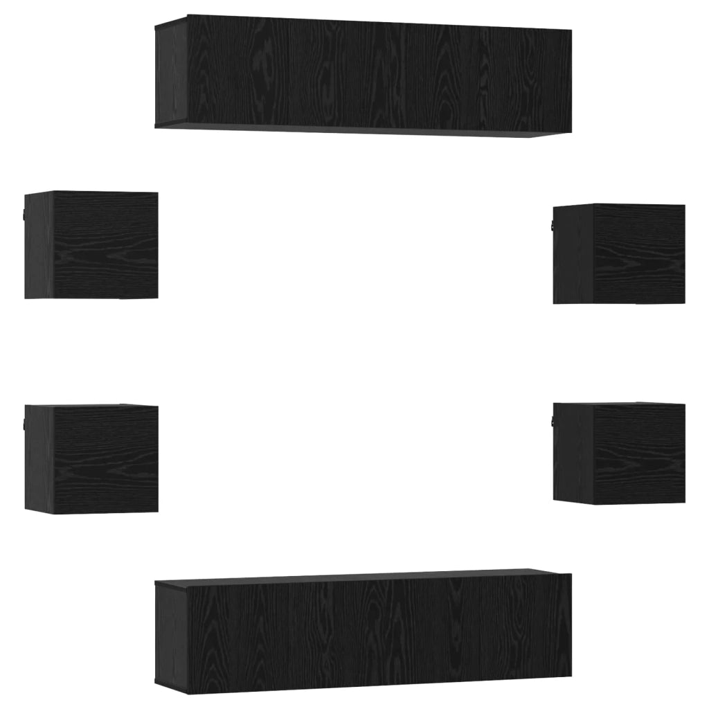 Set mobile TV 8 pz | Armadietto TV | Mobile Porta TV 120 x 30 x 30 cm Rovere Nero