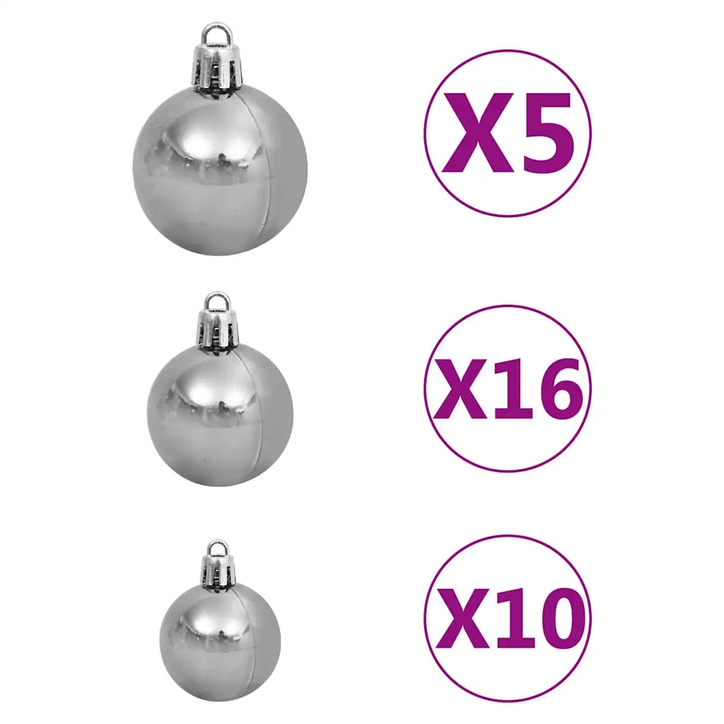 Albero di Natale Preilluminato con Palline Bianco 210 cm 3077721
