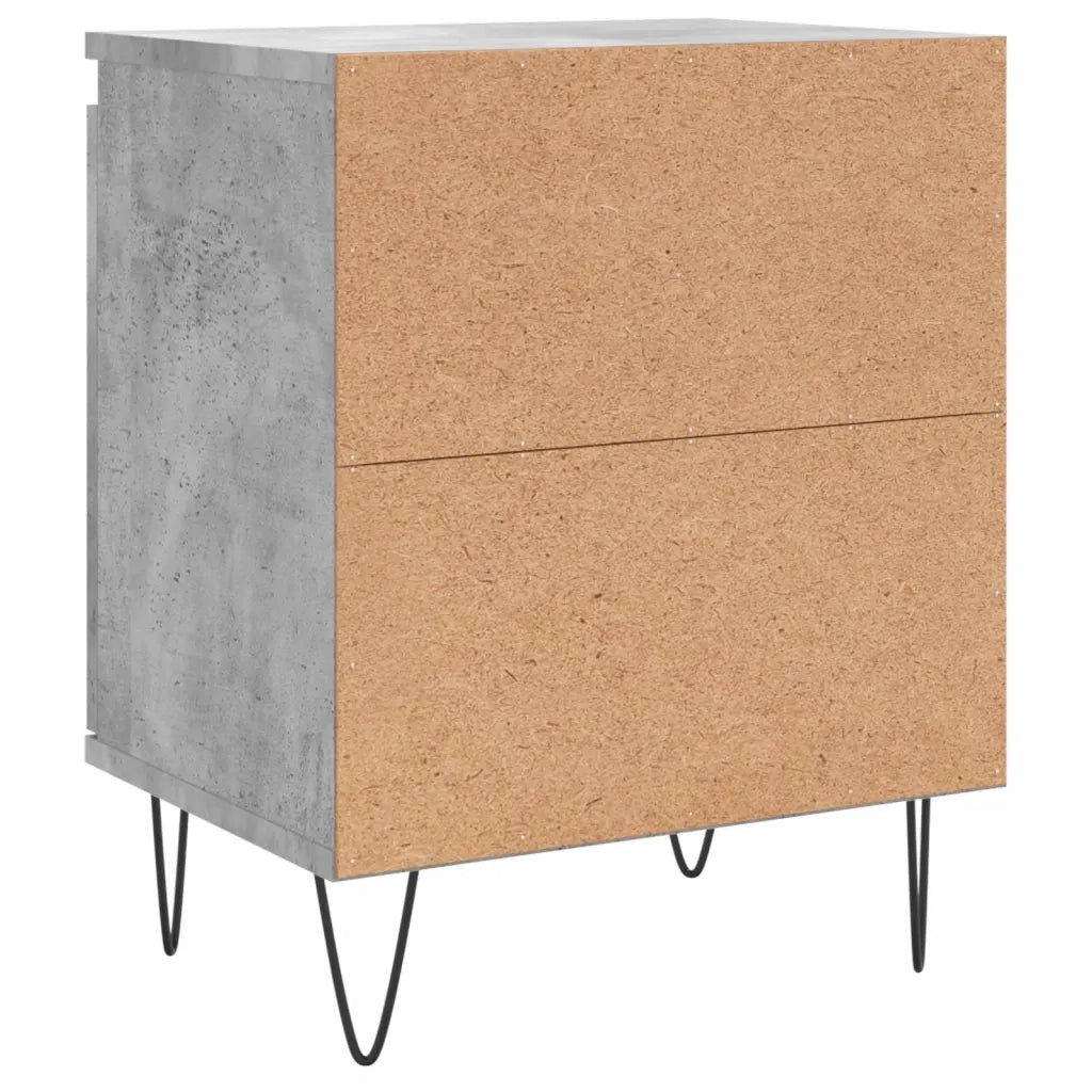 Set di 2 Comodini | Armadio da Notte | Mobiletto da notte Grigio Cemento 40x30x50 cm in Legno Multistrato