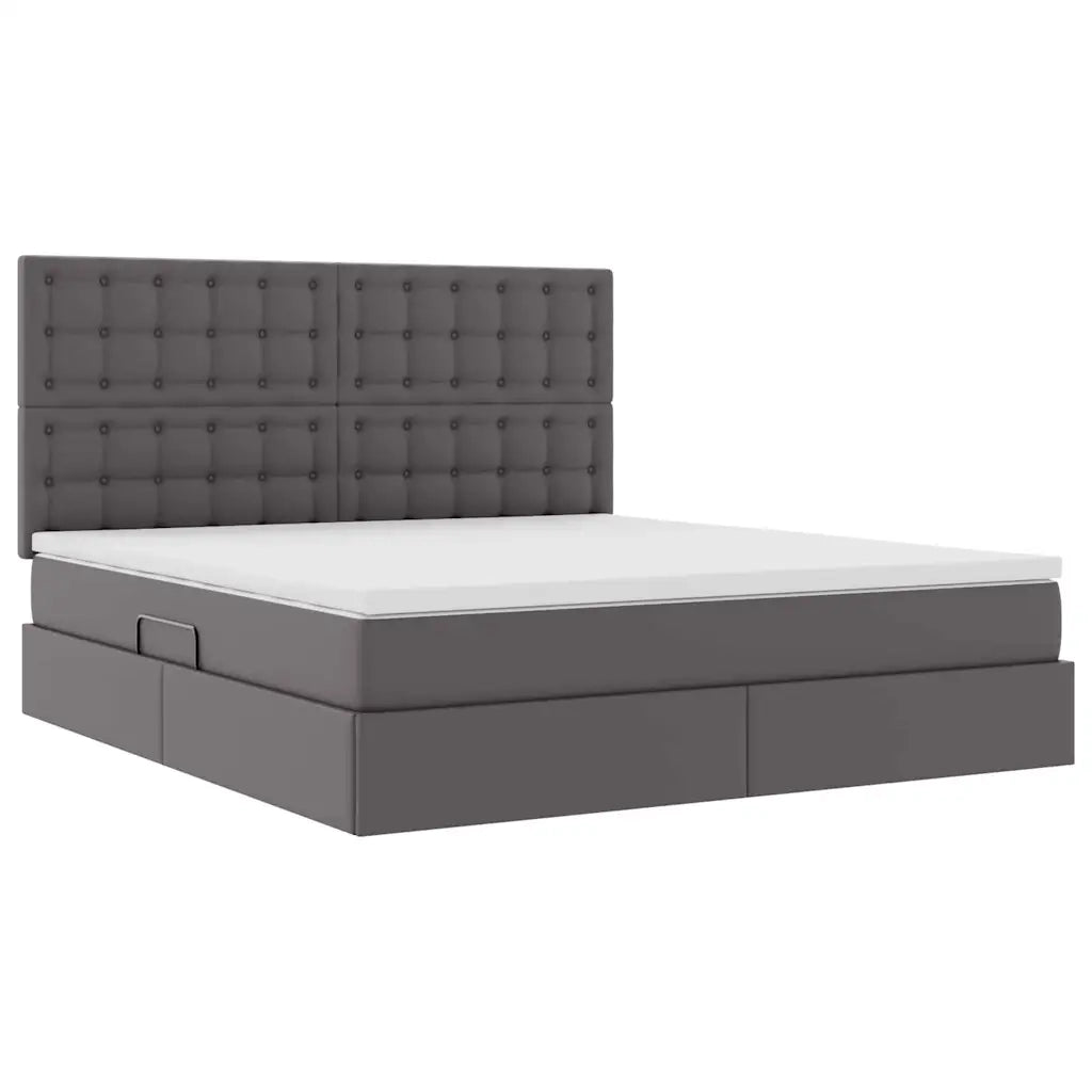 Letto con Contenitore Grigio 160 x 200 cm Pelle Sintetica 3371675