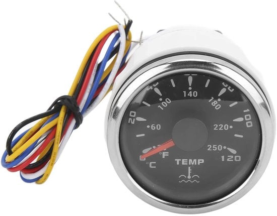Misuratore di temperatura acqua, Universale 52 mm Misuratore di temperatura acqua IP67 Impermeabile 1600‑22Ω Indicatore di temperatura acqua per Barche, Camper (nero) Altri strumenti