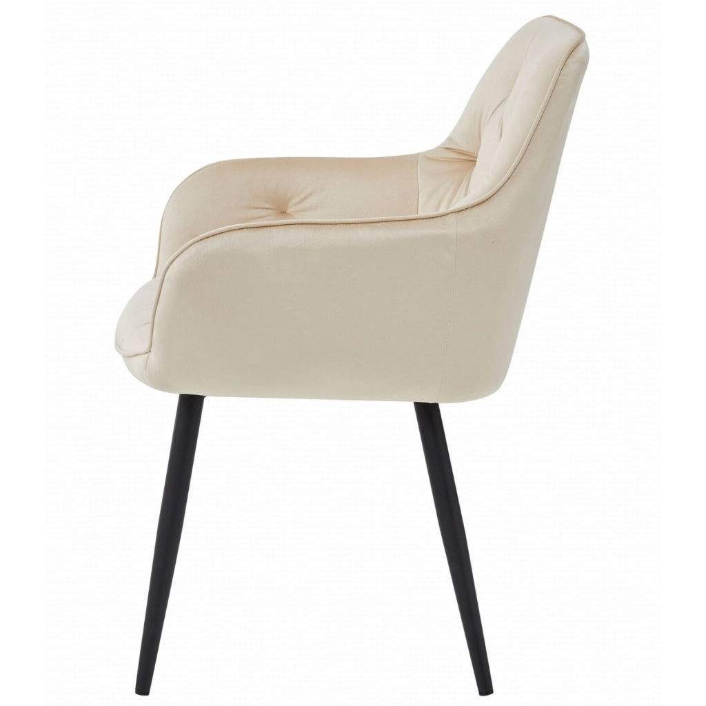 Sedia Jork in velluto beige con gambe nere