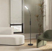 Lampada da Terra LED Dimmerabile con Telecomando e Controllo Touch, Collo d'Oca Regolabile 360°, Timer 1 Ora, Nero