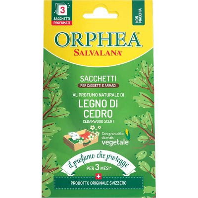ANTITARME SALVALANA CASSETTI ARMADI ORPHEA - LEGNO DI CEDRO CF=PZ 3- 6 confezioni