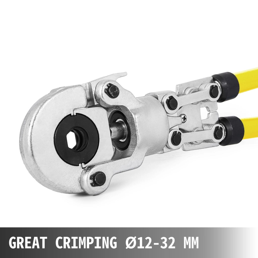 Pinza Crimpatrice per Tubi TH 16-32 mm e V 12-28 mm con Testa Girevole a 360 Gradi e Manico Allungabile per Idraulica