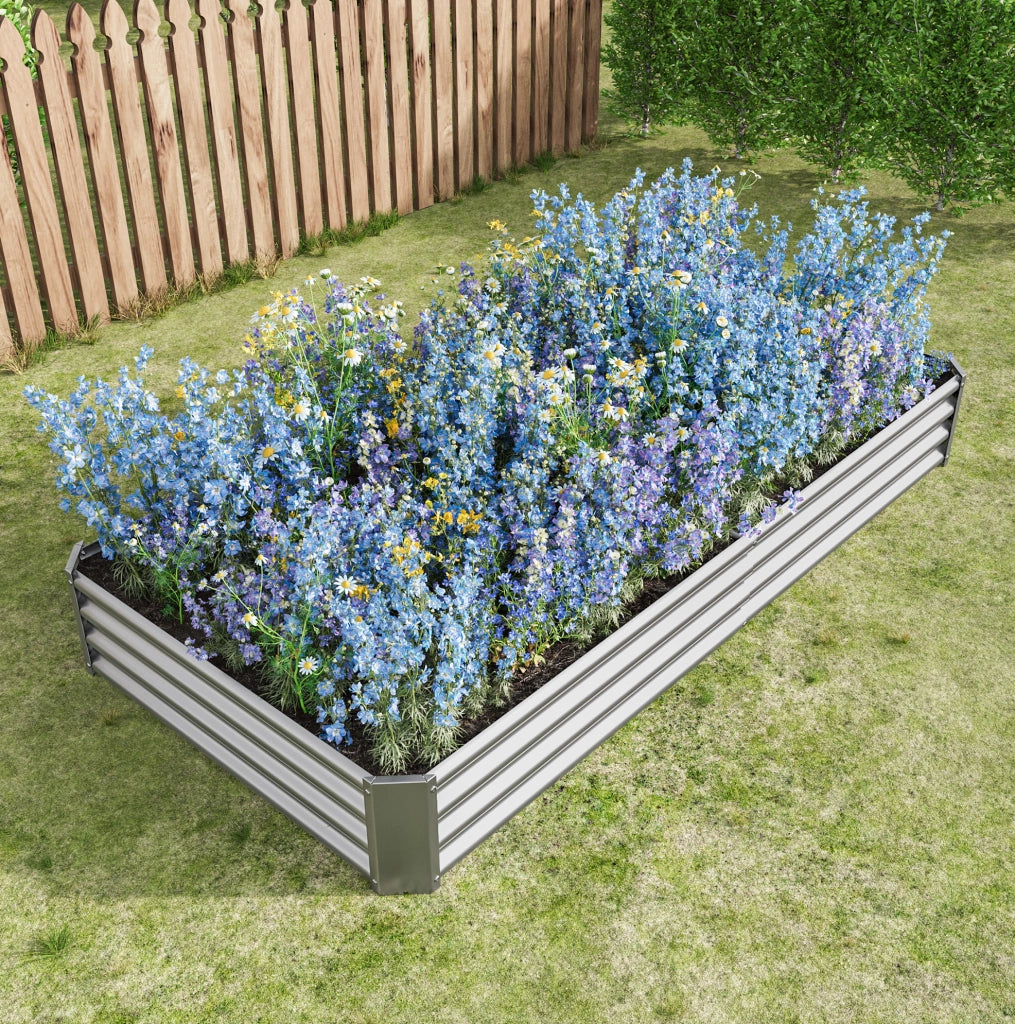 Hochbeet aus verzinktem Stahl 232x113,5x30 cm ohne Boden, ideal für Gemüse, Kräuter und Blumen