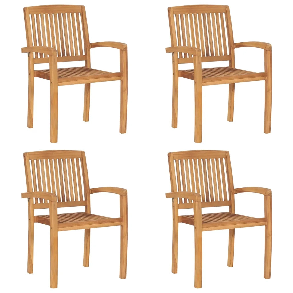 Sedie da Giardino Impilabili 4 pz con Cuscini Massello di Teak 3073224