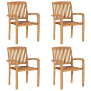 Sedie da Giardino Impilabili 4 pz con Cuscini Massello di Teak 3073224