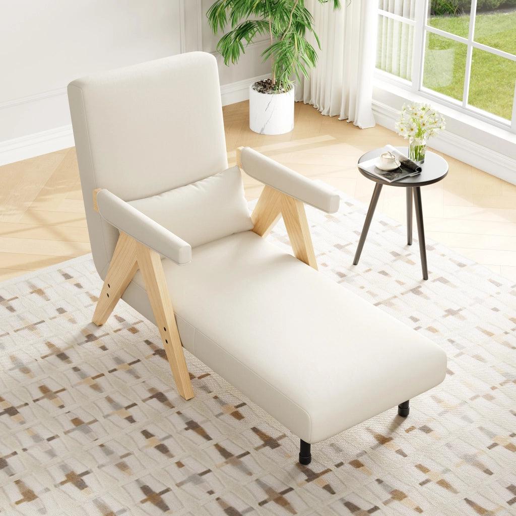Poltrona letto 3 in 1 87x64x60 cm; schienale reclinabile a 6 posizioni; tessuto effetto lino beige