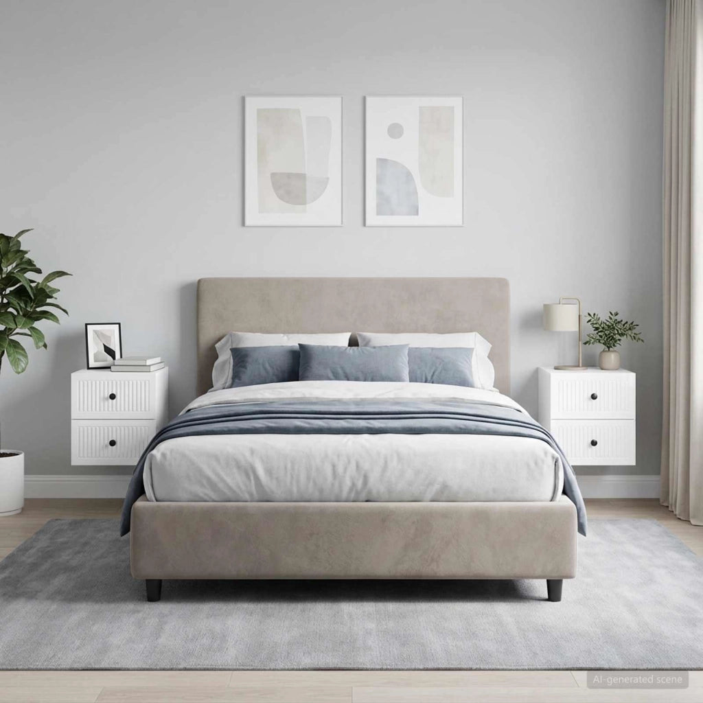 Mobiletto da notte a muro 2 pz Bianco Lucido 33 x 34,5 x 40 cm 897964