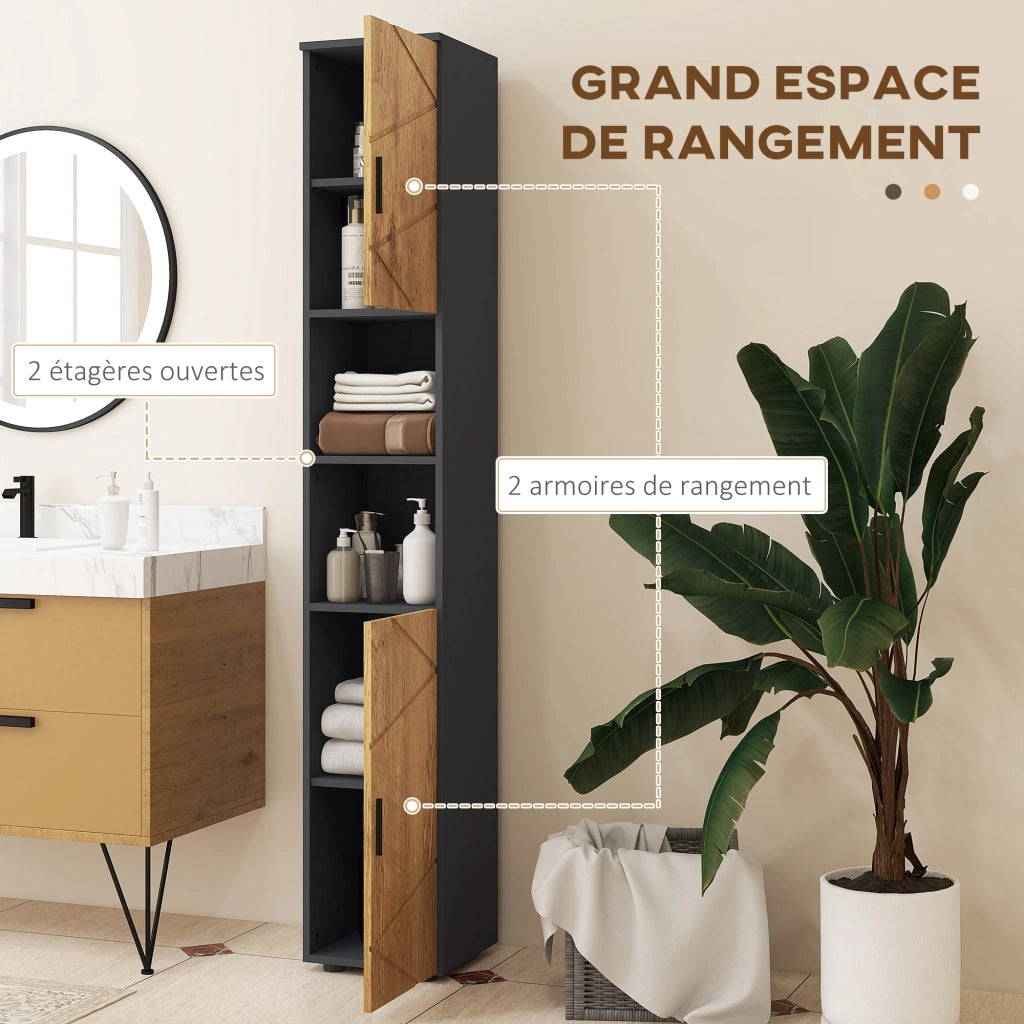 Colonna bagno 2 porte ¨C Minimal ¨C 30x30x183 cm rovere grigio scuro