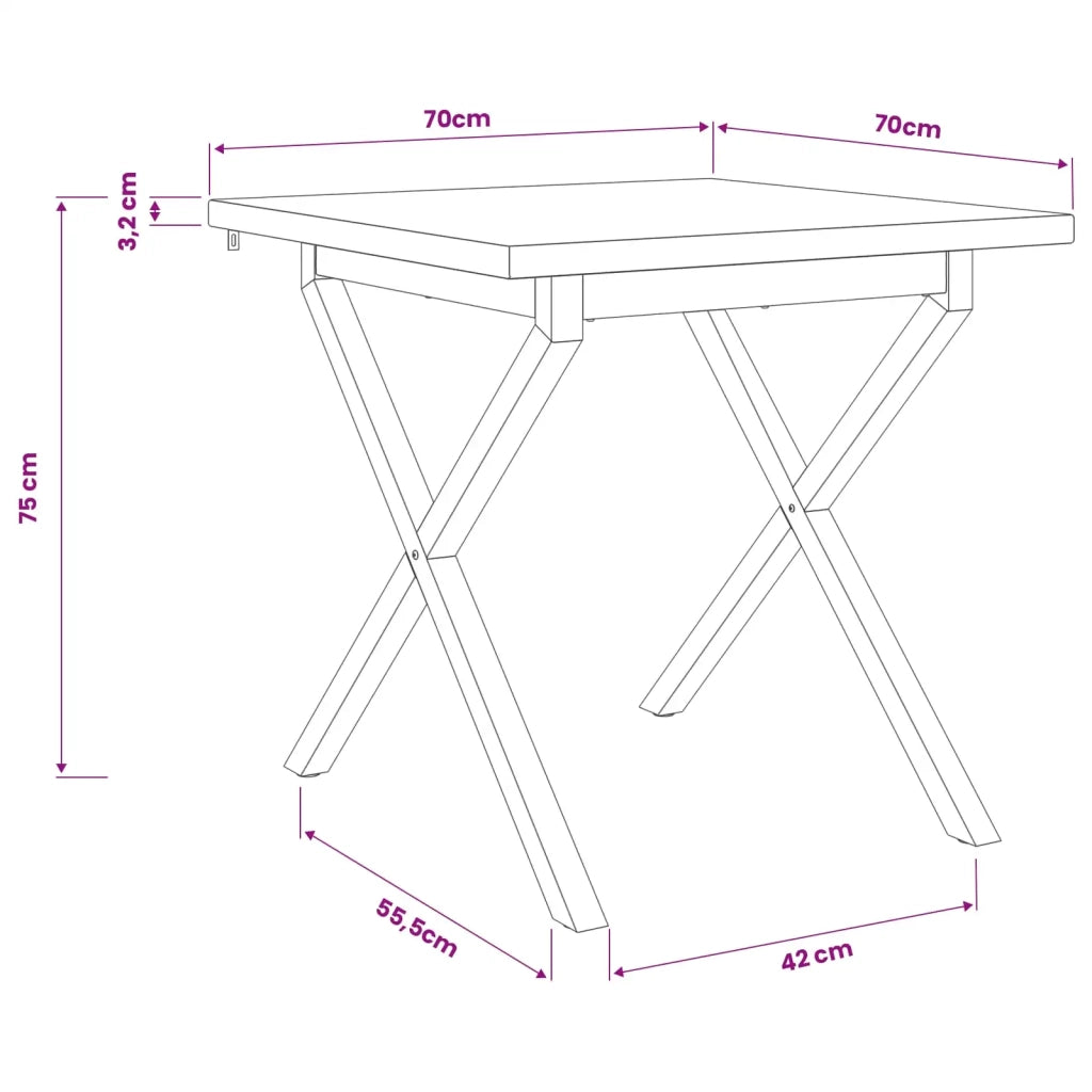 Tavolo da pranzo quadrato 70 x 70 x 75 cm 938778