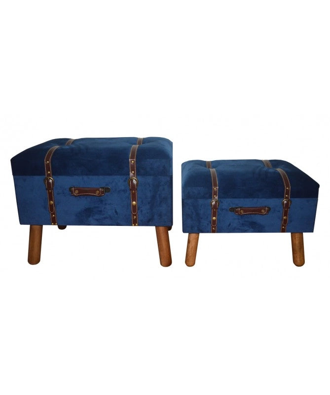 SET 2 BAULI DUNLOY BLU CON PIEDINI E CINGHIE
