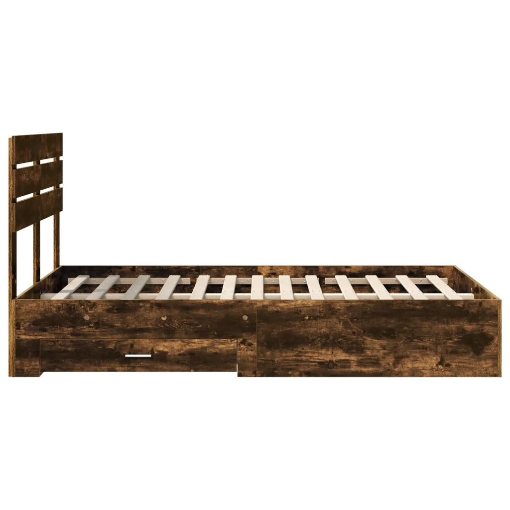 Letto matrimoniale | Letto per adulti | Struttura del letto Rovere fum¨¦ 120 x 190 cm Legno multistrato