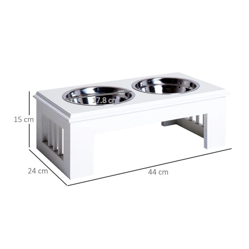 CIOTOLA RIALZATA PER CANI IN ACCIAIO INOSSIDABILE 2 PIATTI 44 X 24 X 15 CM
