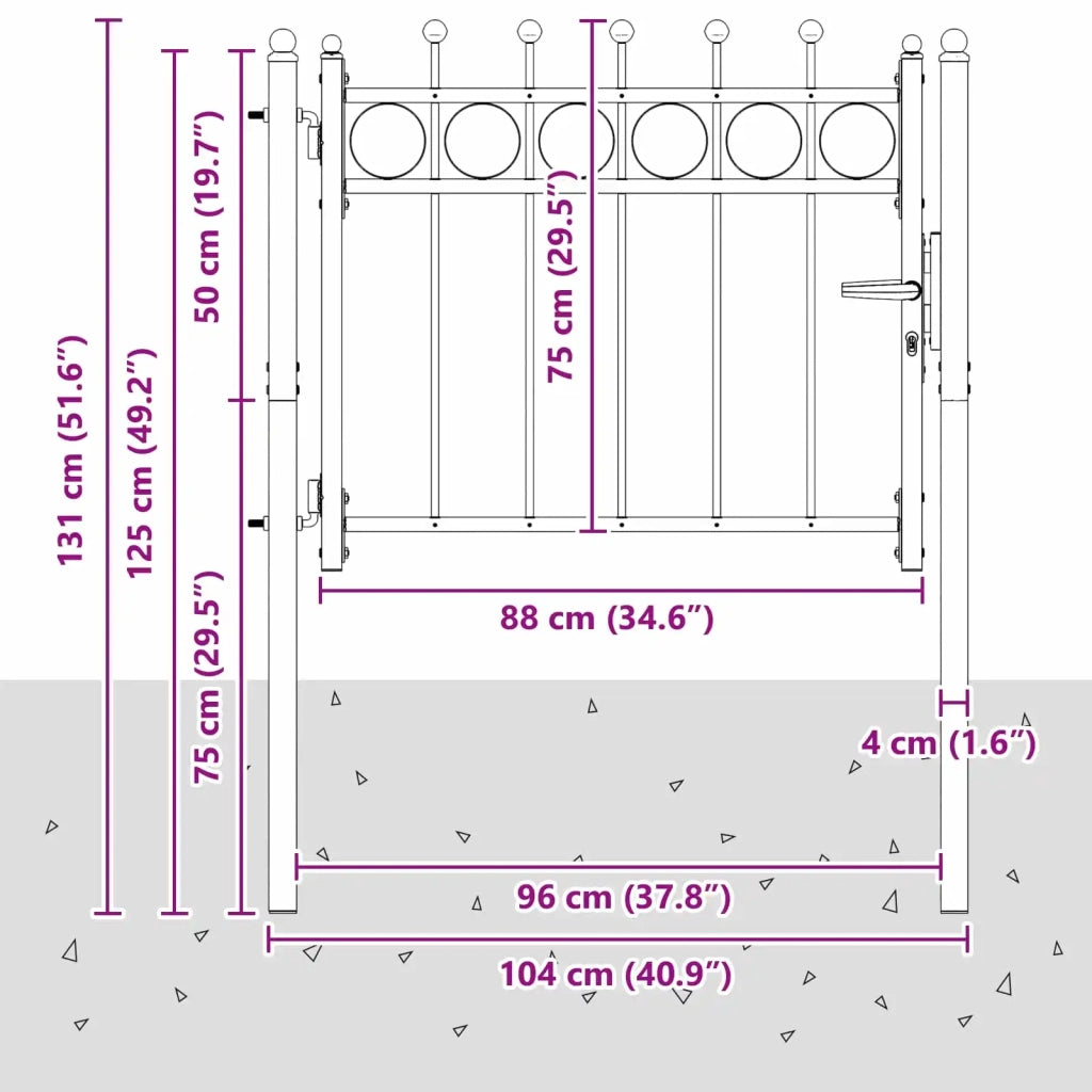 Cancello per recinzione HORST 100 x 75 cm Metallo Nero 42034058