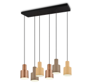 Lampada a sospensione 6 diffusori, metallo, multicolor, 85x150x27 cm, Agudo