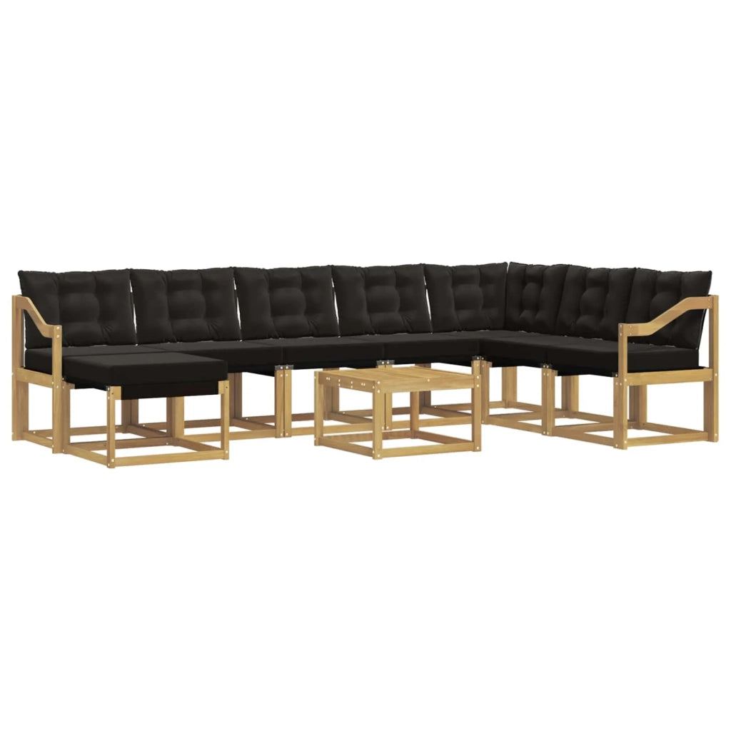 Set di divani da esterno con cuscino 9 pcs Bianco e Nero 3389798