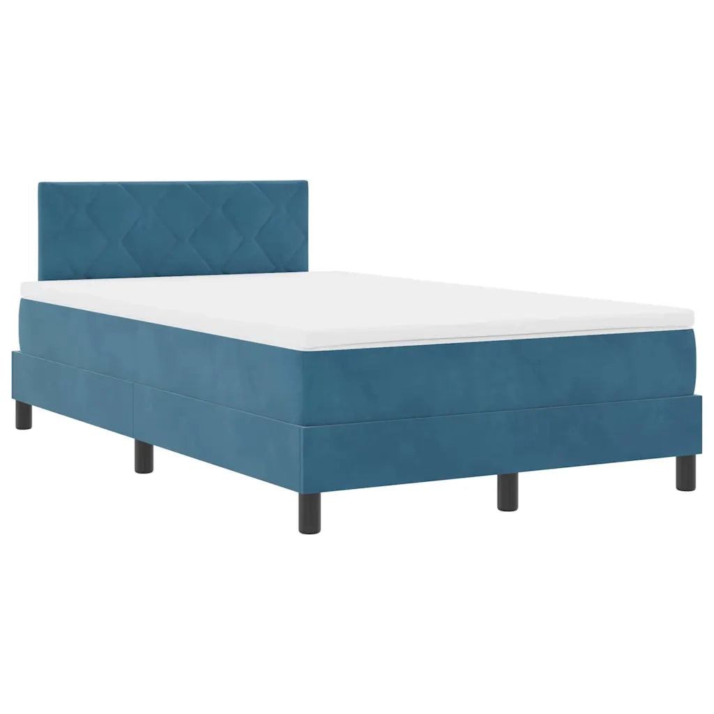 Letto a molle con materasso Blu Scuro 120 x 190 cm Velluto 3339228