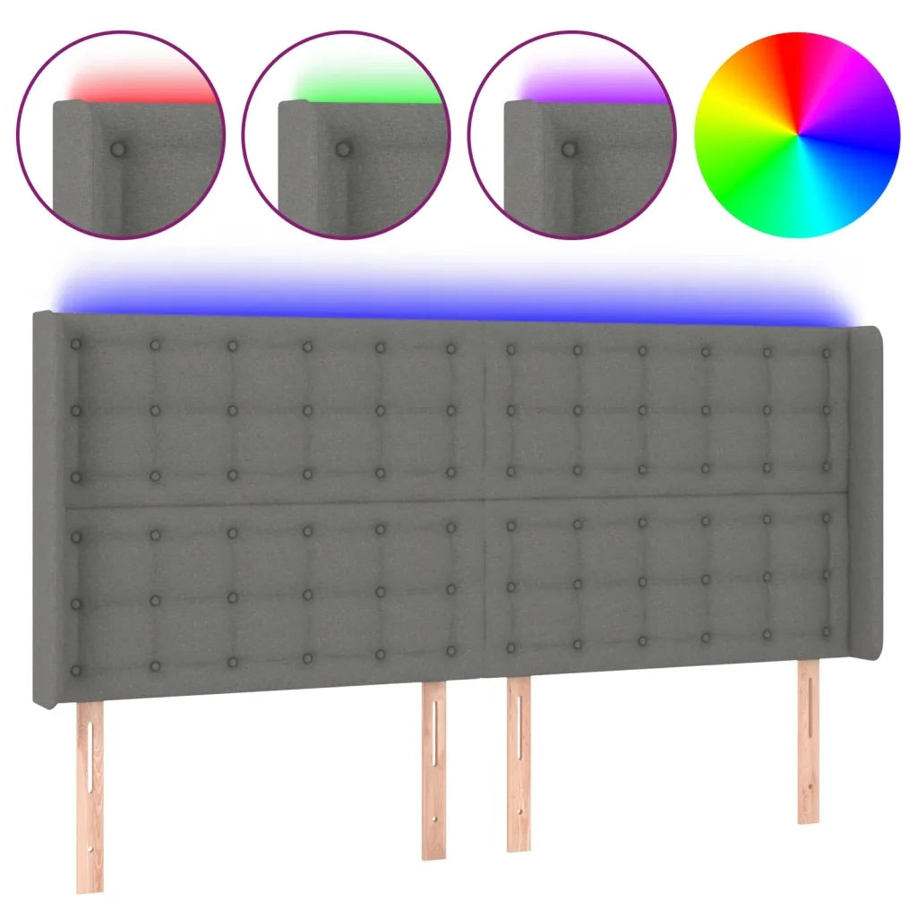 Testiera | Testata a LED GrigioScuro 163x16x118/128cm inTessuto