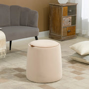 Pouf contenitore rotondo beige con coperchio reversibile Ø44 cm