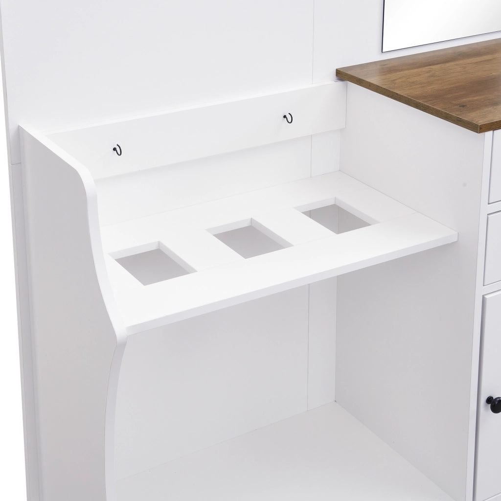 Set di mobili da ingresso con specchio; due cassetti; anta; ganci e portaombrelli in truciolare 110.5 × 38 × 191 cm
