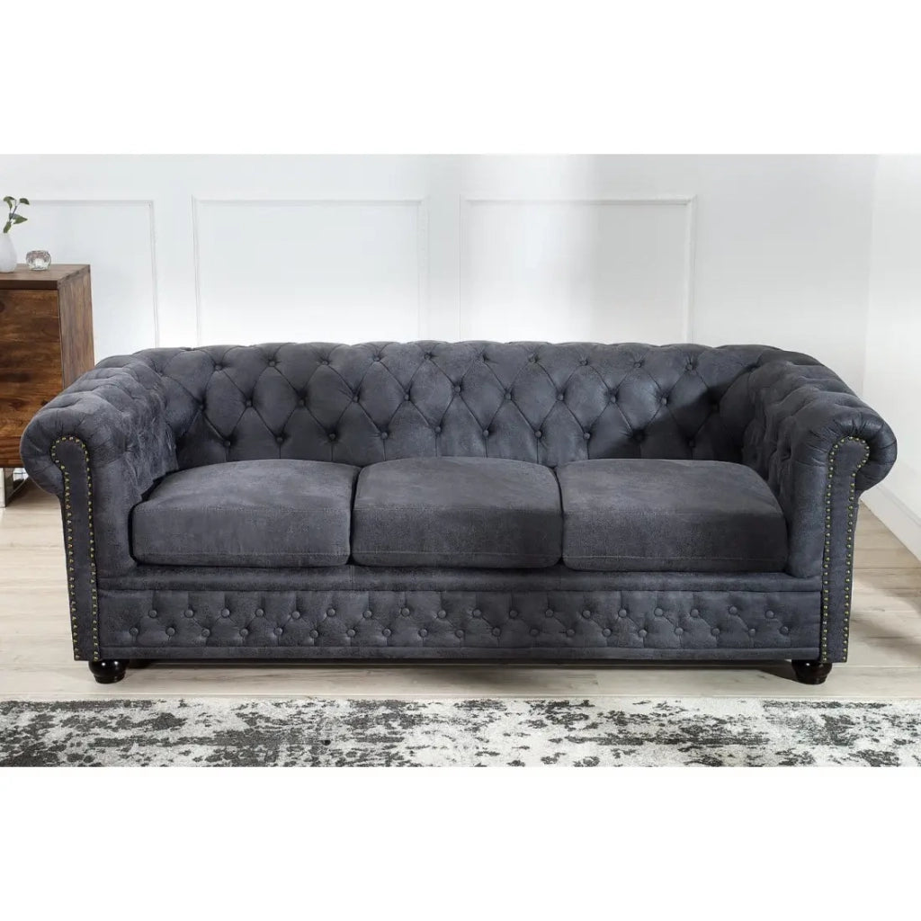 Divano destro EDGAR – Grigio bluastro – 3 posti – Stile barocco