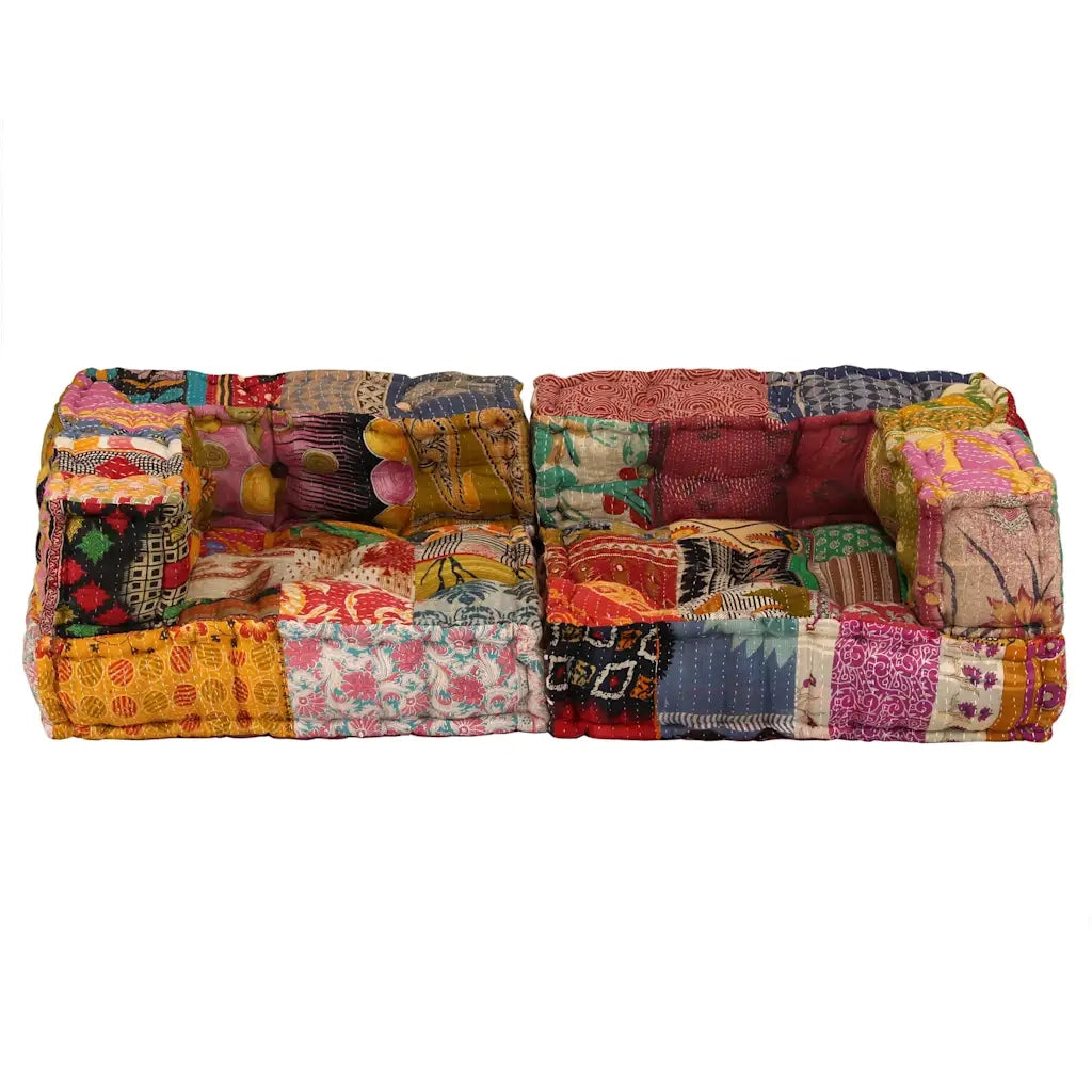 Pouf Modulare a 2 Posti in Tessuto Patchwork 244987