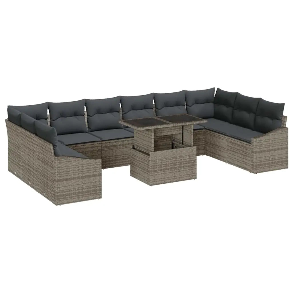Set di divani con cuscino 11 pcs Grigio polyrattan