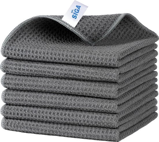 Set di asciugamani microfibra, 6 pezzi, grigio
