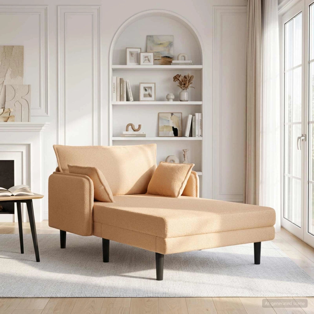 Chaise longue oversize Beige Bouclé 42048072